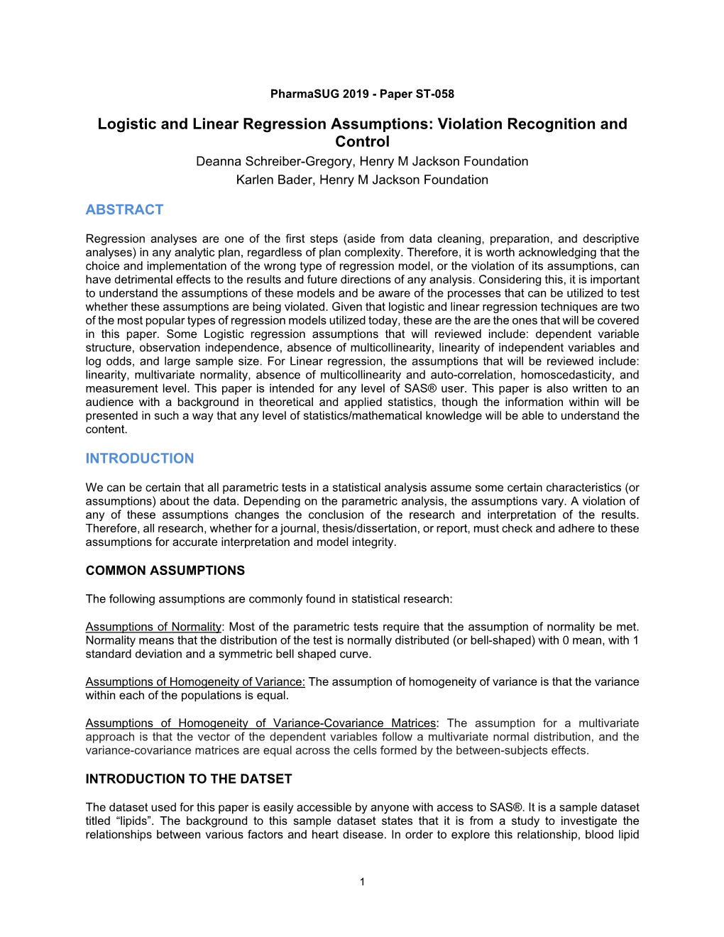 Logistic and Linear Regression Assumptions