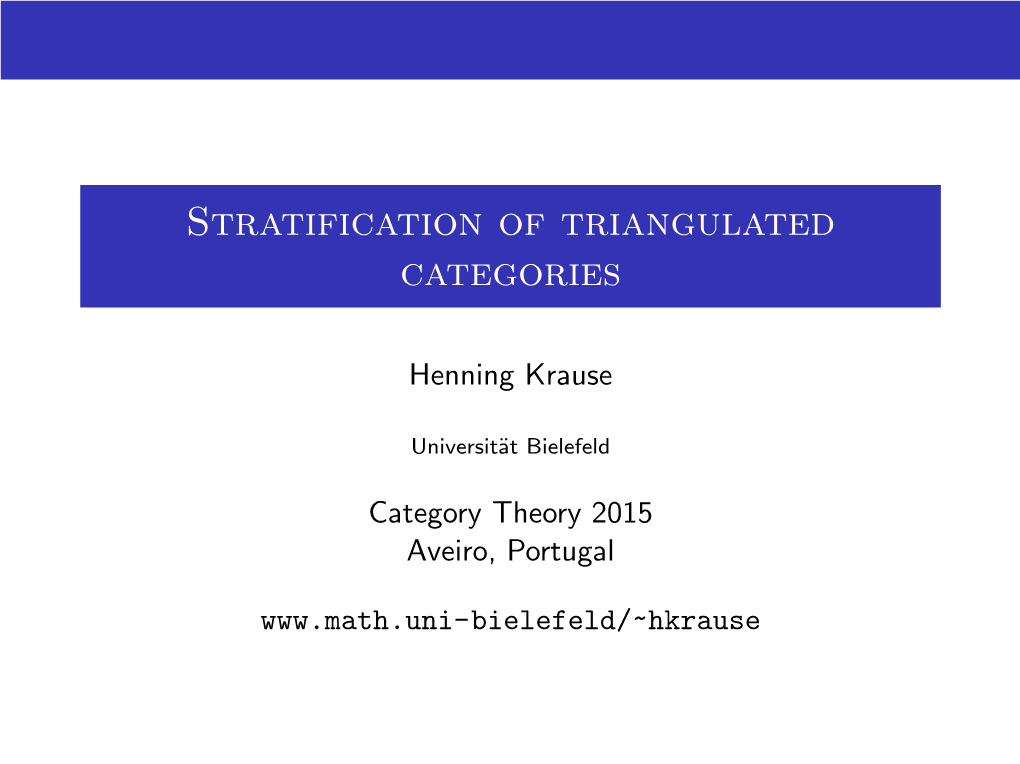 Stratification of Triangulated Categories