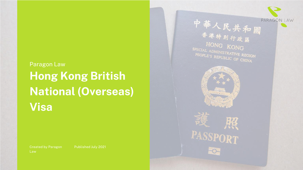 Hong Kong British National (Overseas) Visa