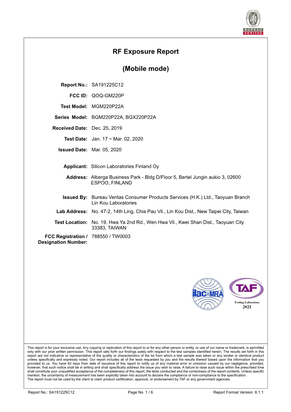 RF Exposure Report