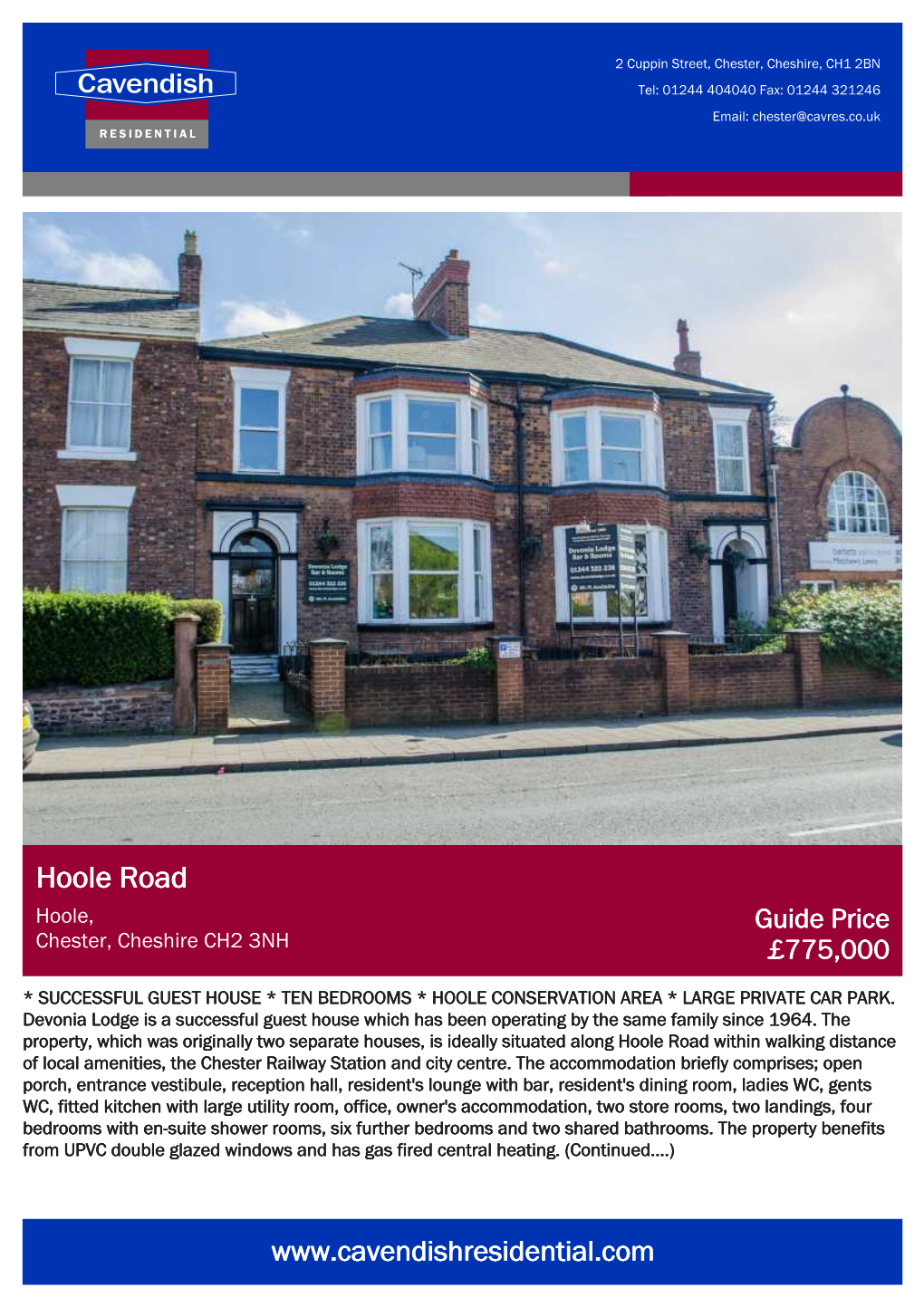 Hoole Road Hoole, Guide Price Chester, Cheshire CH2 3NH £775,000