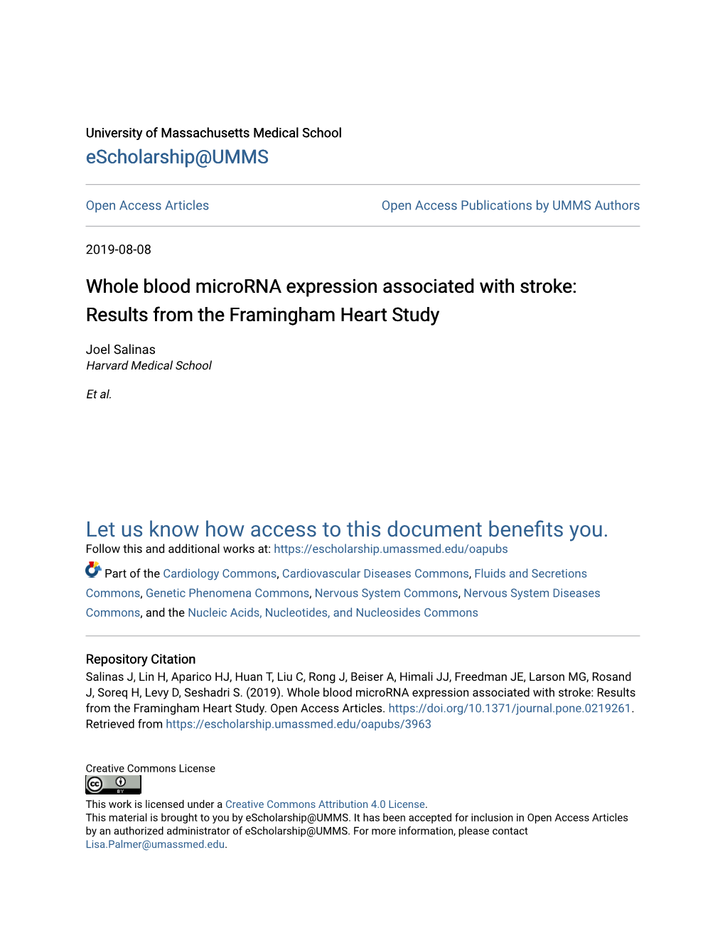 Whole Blood Microrna Expression Associated with Stroke: Results from the Framingham Heart Study