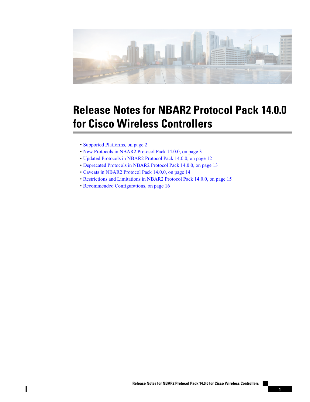 Release Notes for NBAR2 Protocol Pack 14.0.0 for Cisco Wireless Controllers