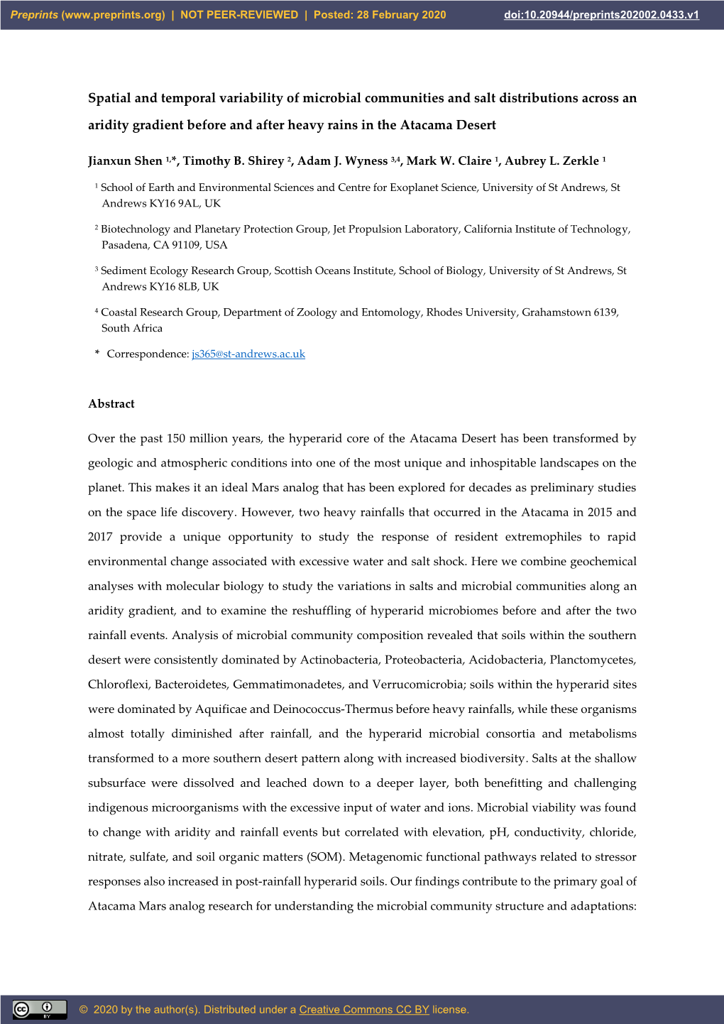 Spatial and Temporal Variability of Microbial Communities and Salt Distributions Across An