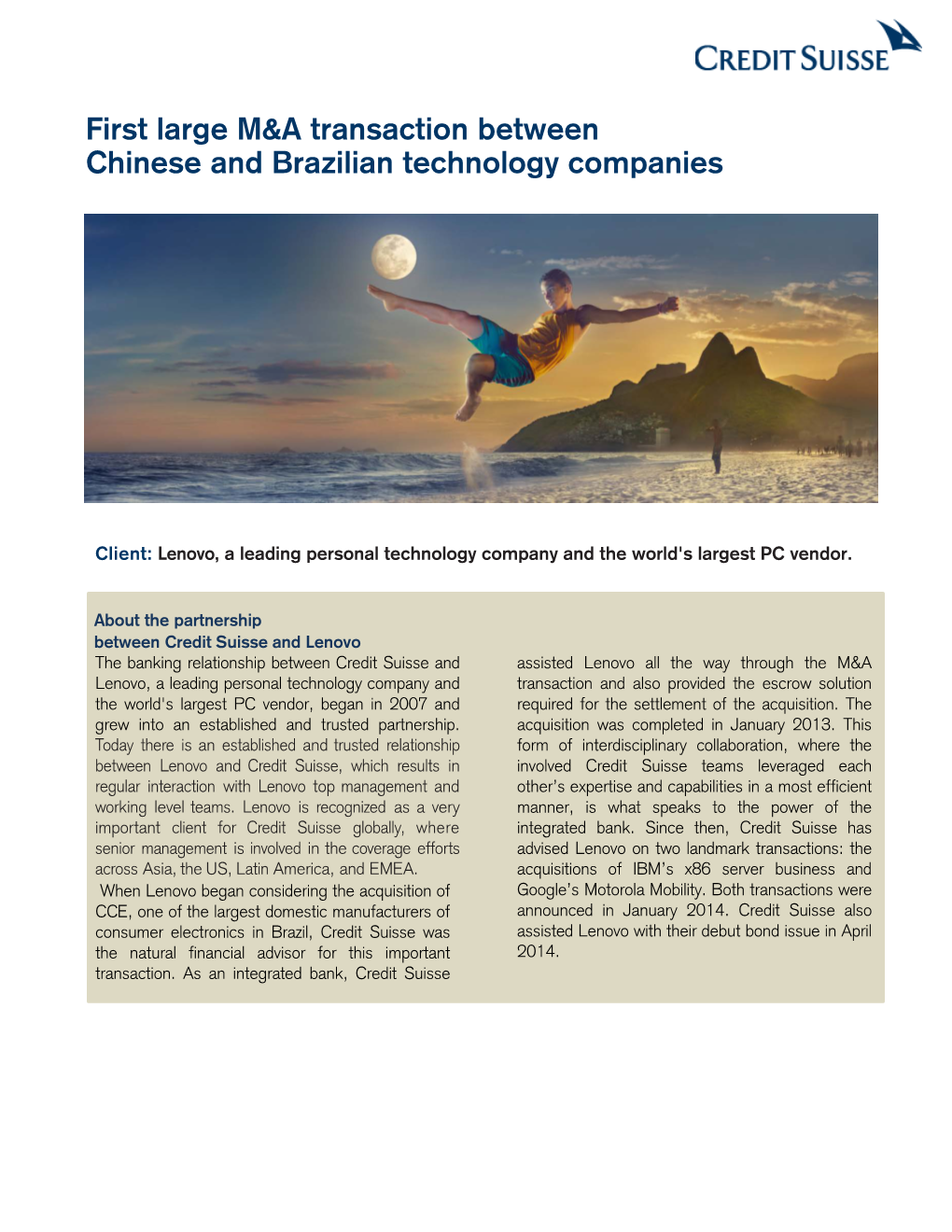 First Large M&A Transaction Between Chinese and Brazilian Technology