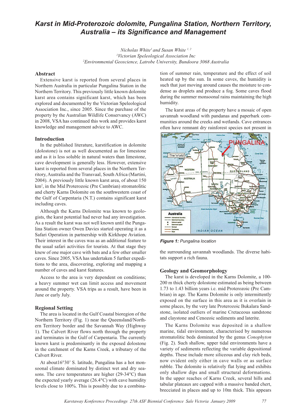 Karst in Mid-Proterozoic Dolomite, Pungalina Station, Northern Territory, Australia – Its Significance and Management