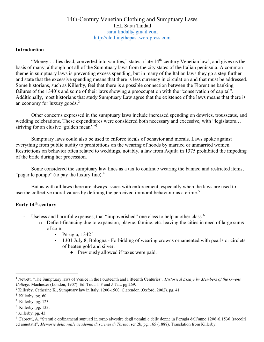 14Th-Century Venetian Clothing and Sumptuary Laws THL Sarai Tindall Sarai.Tindall@Gmail.Com