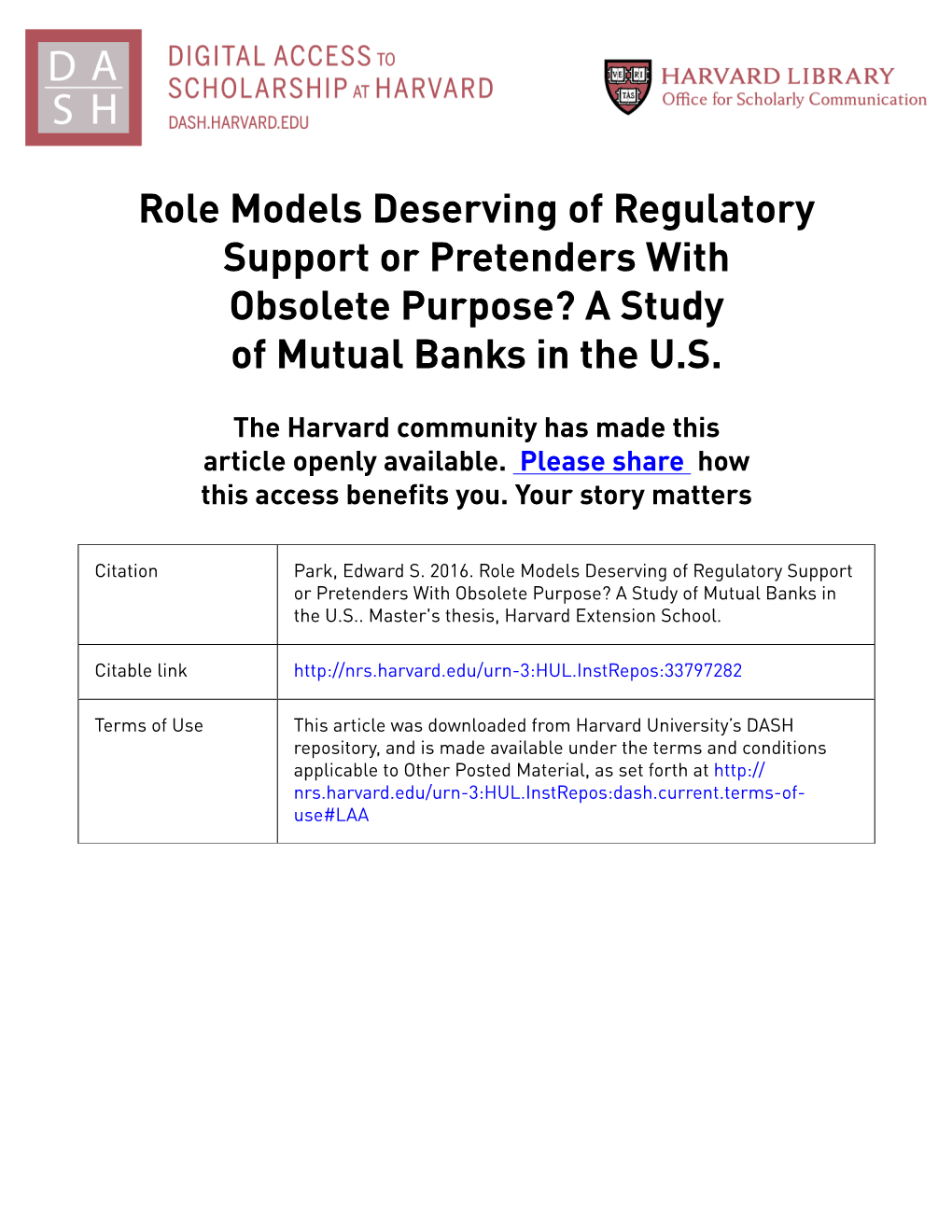 A Study of Mutual Banks in the US