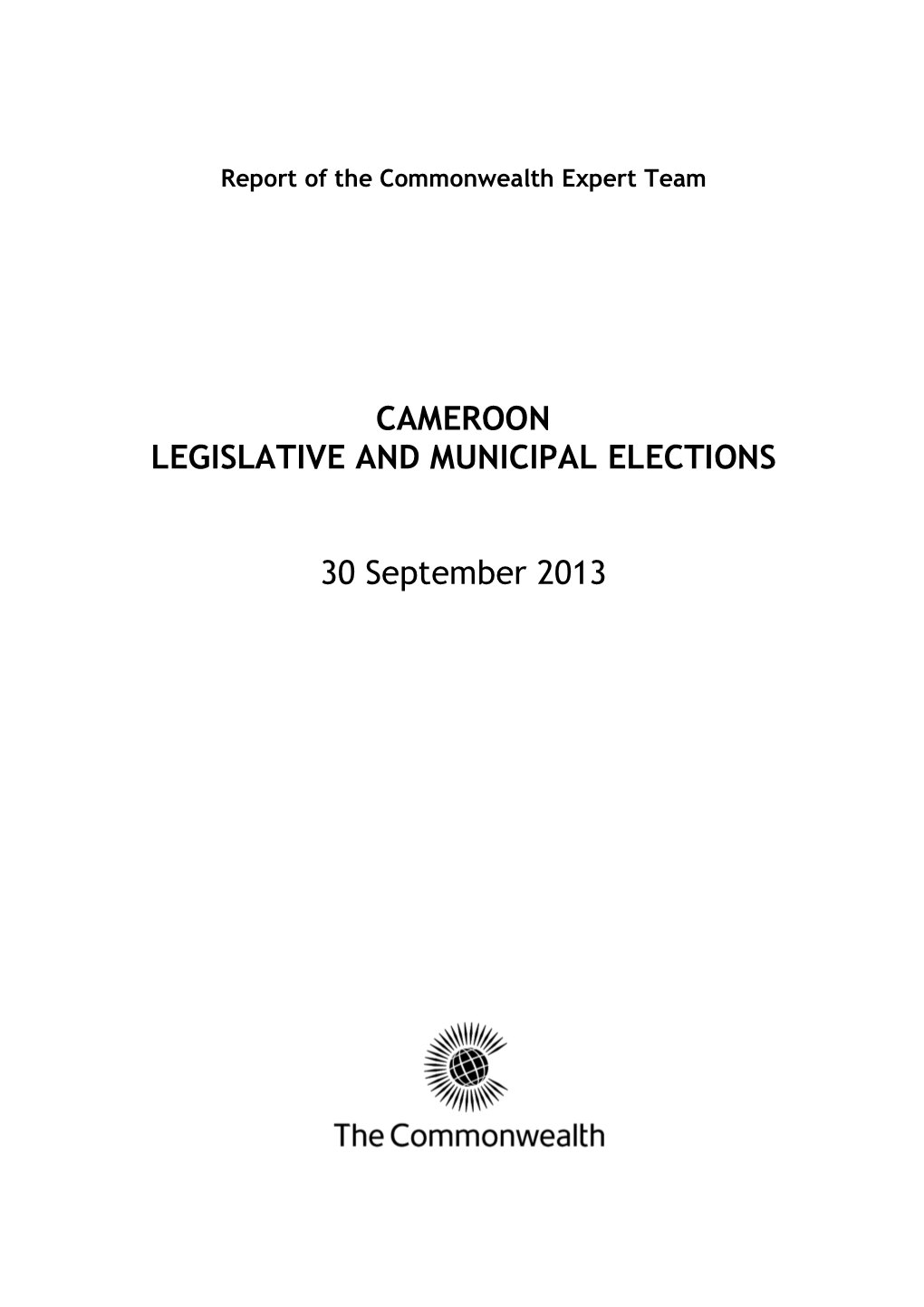 2013 CET Cameroon Legislative and Municipal Elections Report