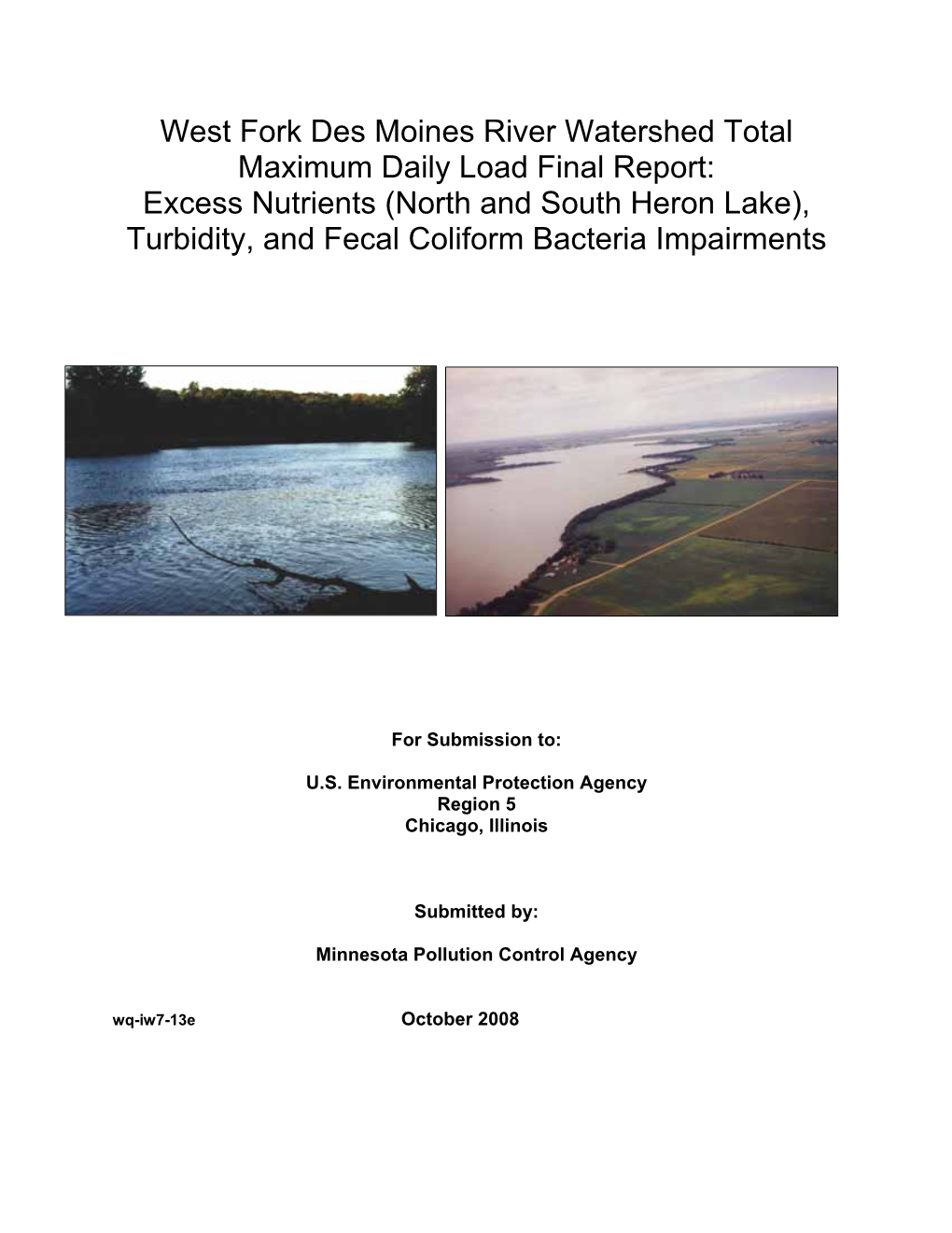 West Fork Des Moines River Watershed Total Maximum Daily