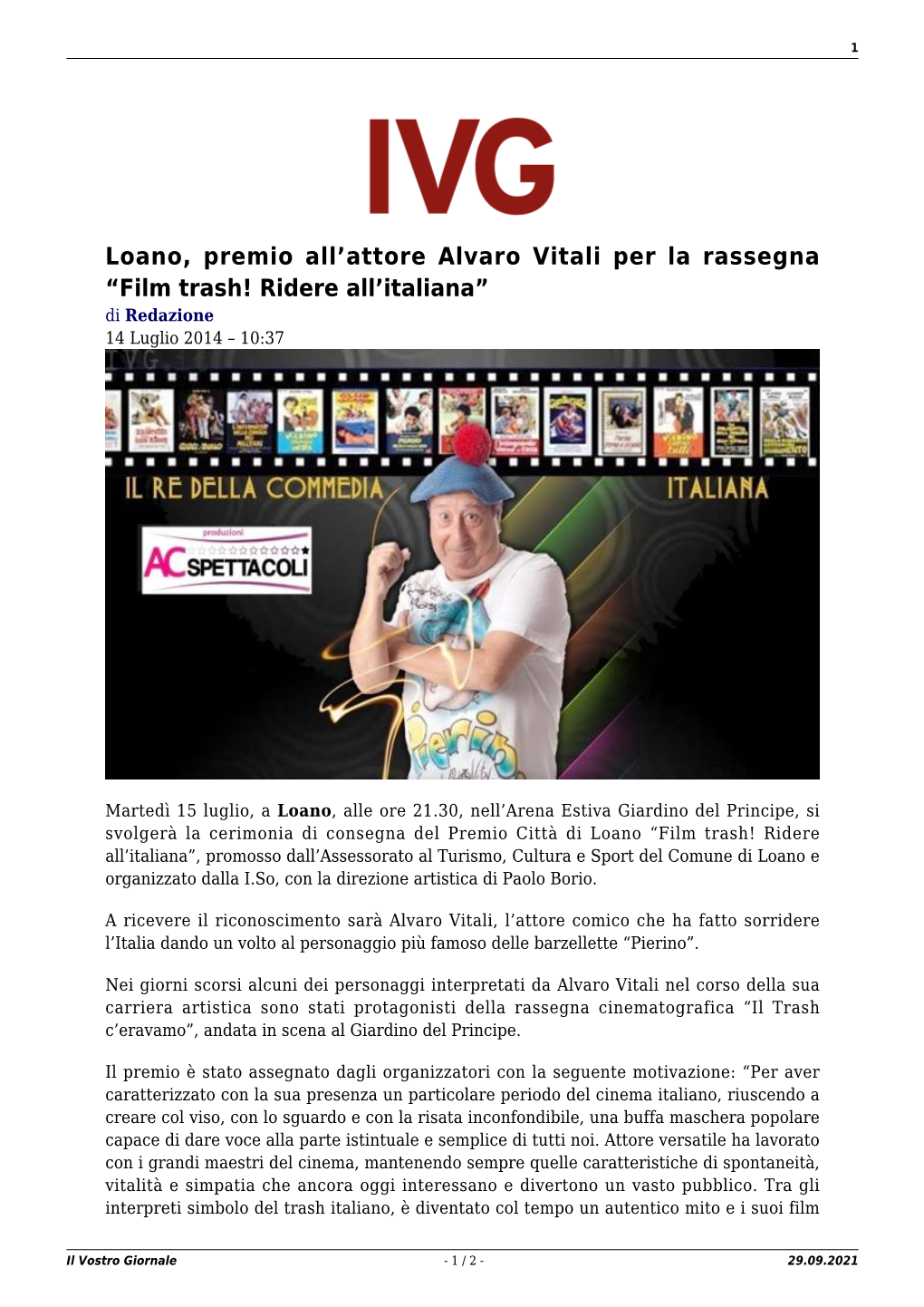 Il Vostro Giornale - 1 / 2 - 29.09.2021 2