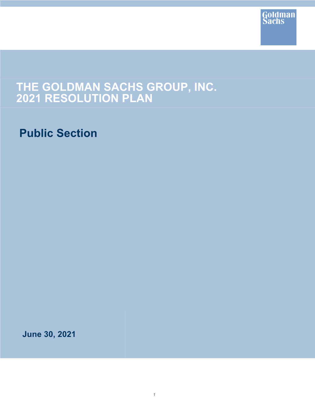 GS 2021 Targeted Resolution Plan Public Summary