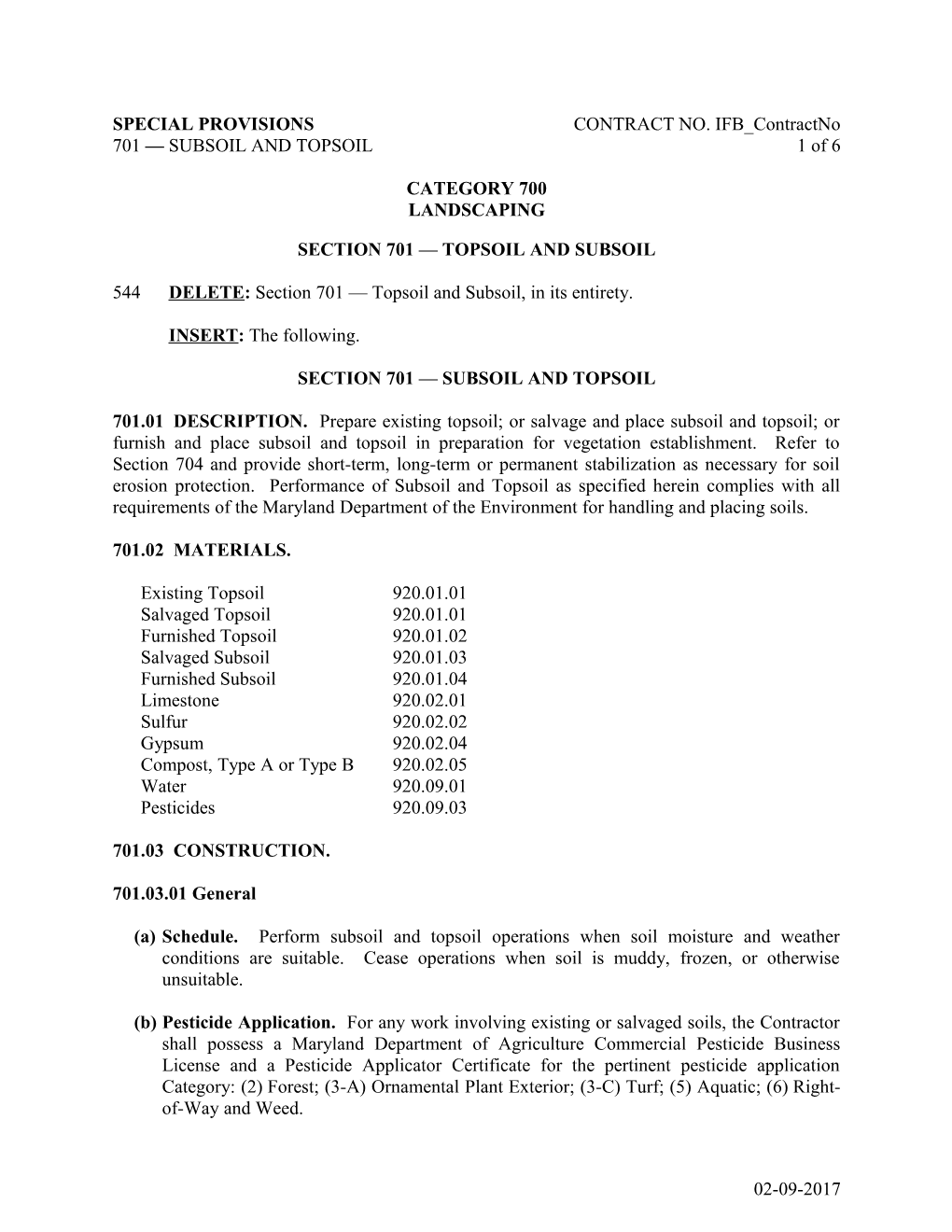 SP-Section 701-Subsoil and Topsoil