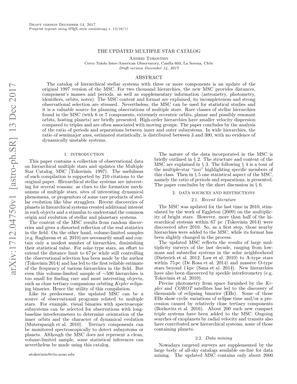 Arxiv:1712.04750V1 [Astro-Ph.SR] 13 Dec 2017 Ftefeunyo Aiu Irrhe Nteﬁl.But ﬁeld