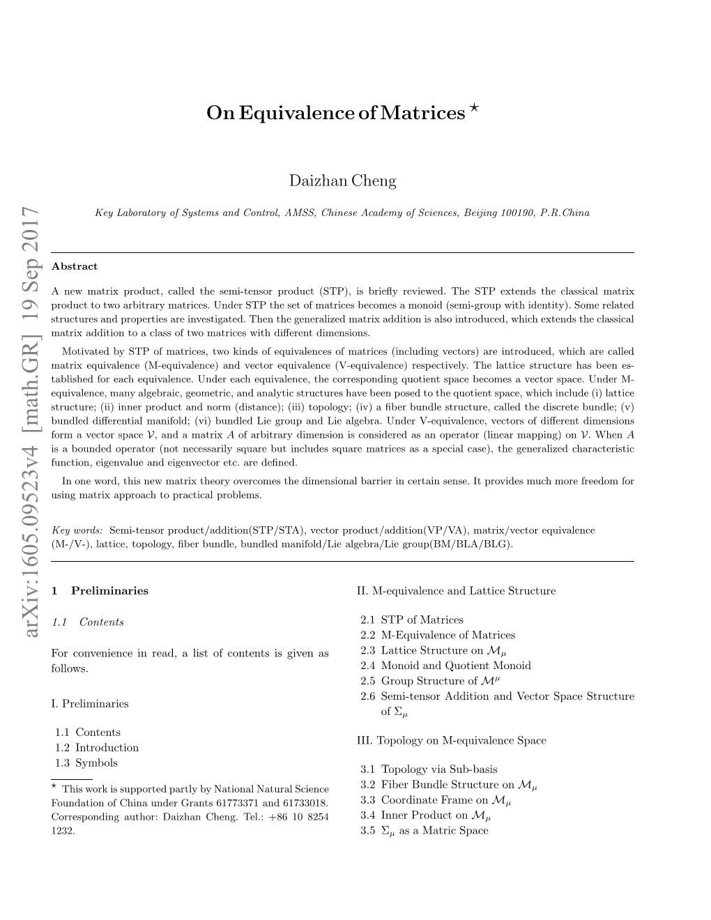 On Equivalence of Matrices