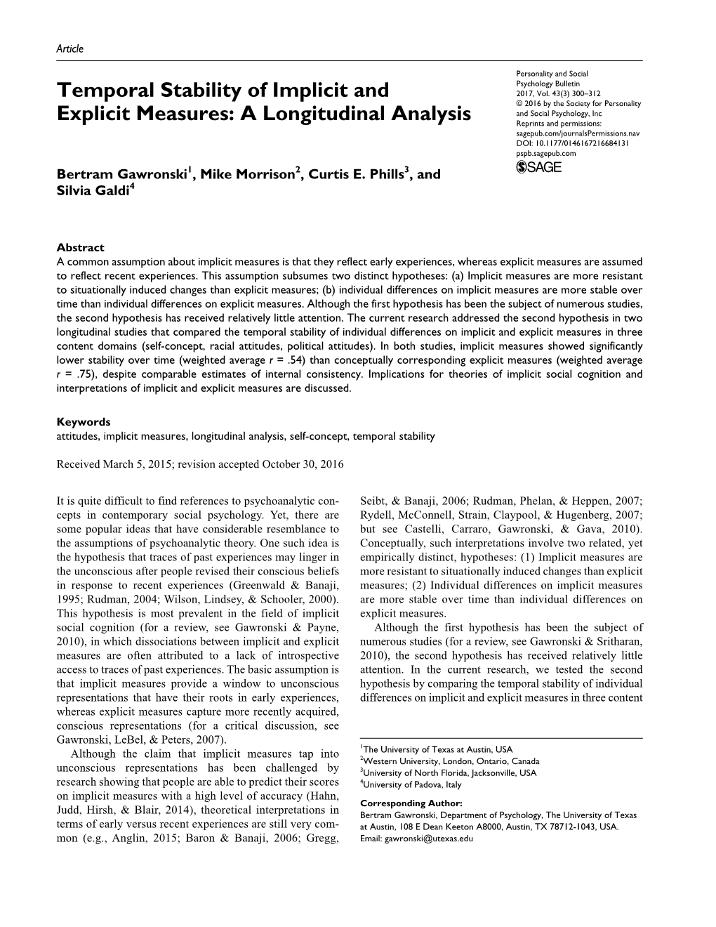 Temporal Stability of Implicit and Explicit Measures