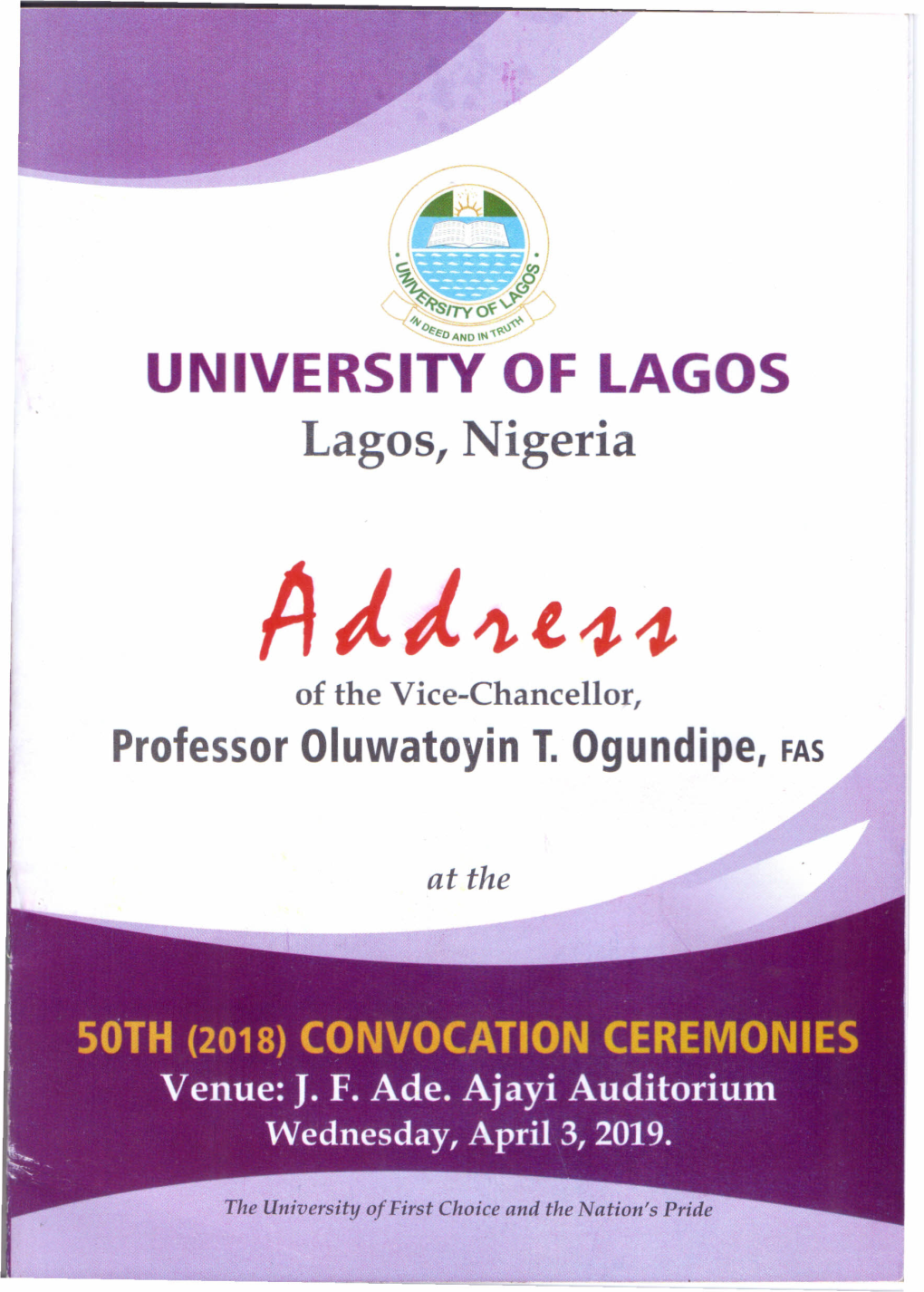UNIVERSITY of LAGOS Lagos, Nigeria