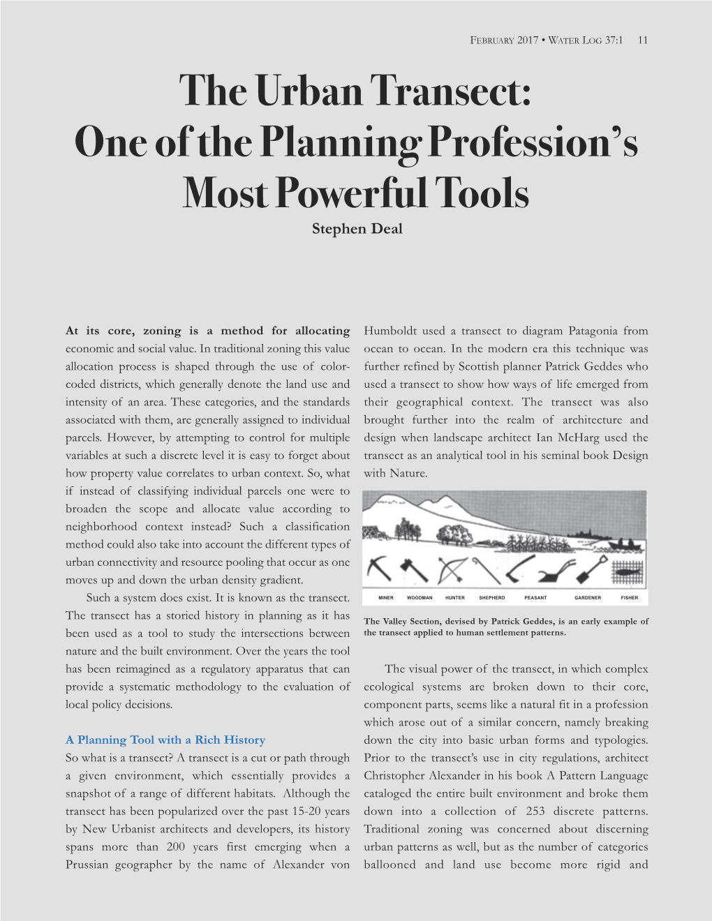 The Urban Transect: One of the Planning Profession’S Most Powerful Tools Stephen Deal
