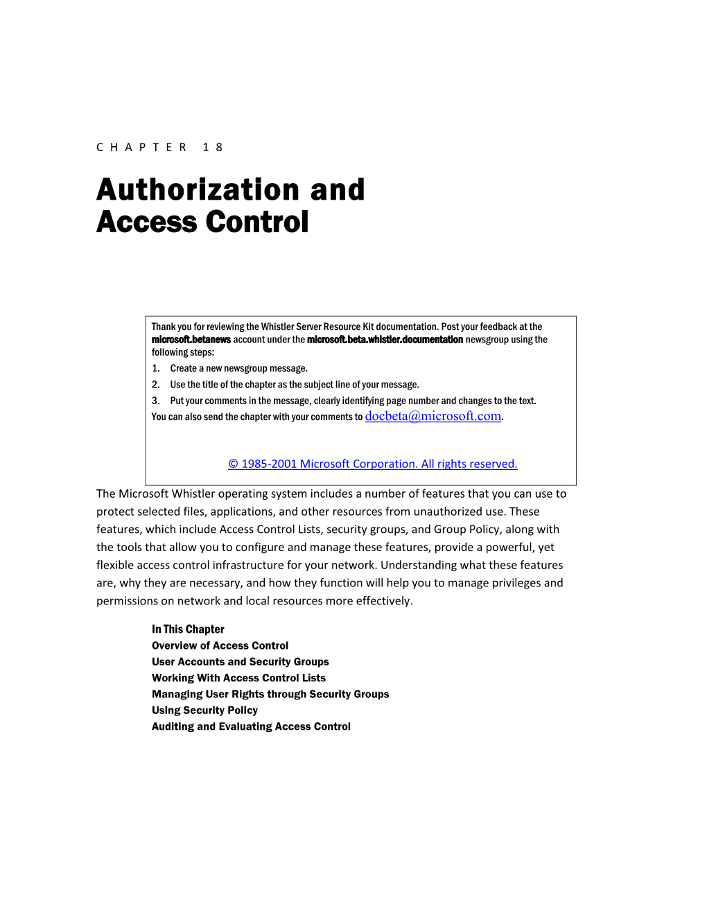 Authorization and Access Control