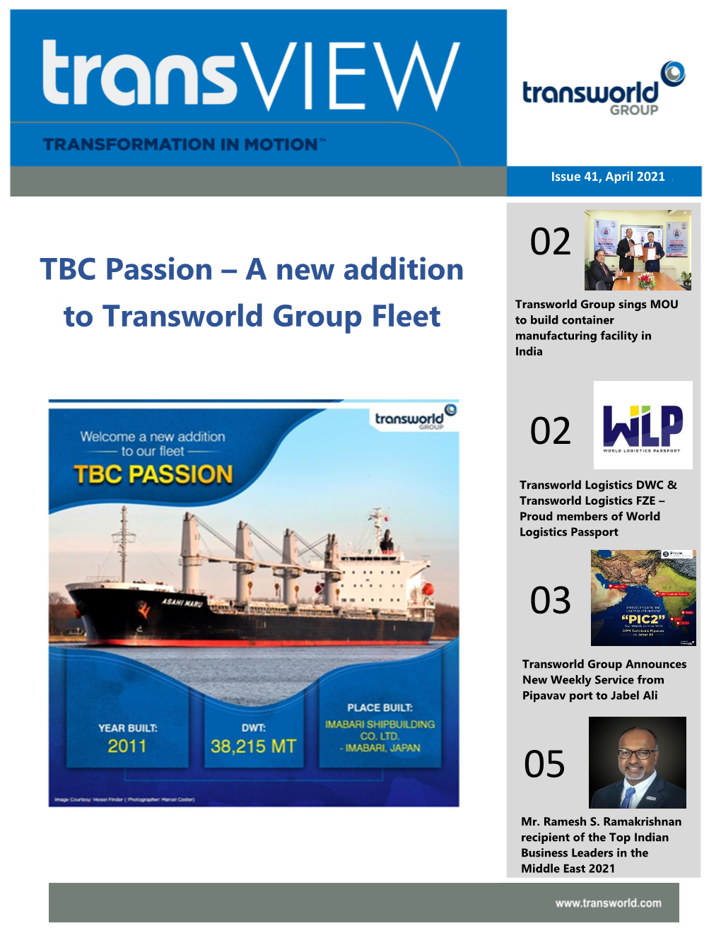 TBC Passion – a New Addition to Transworld Group Fleet