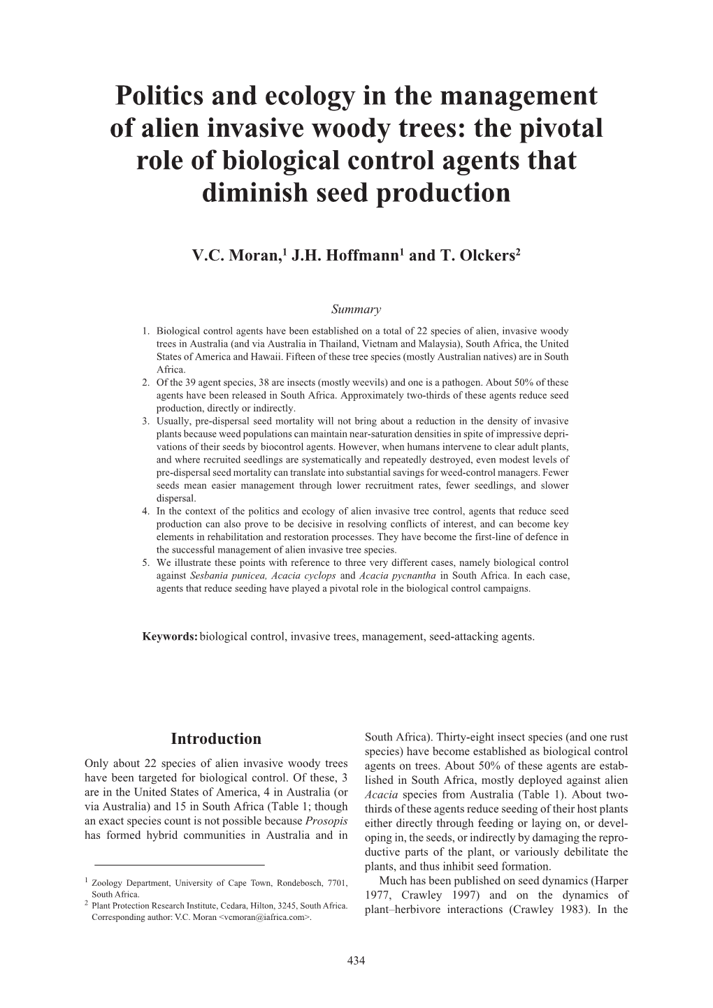 Proceedings of the XI International Symposium on Biological Control of Weeds