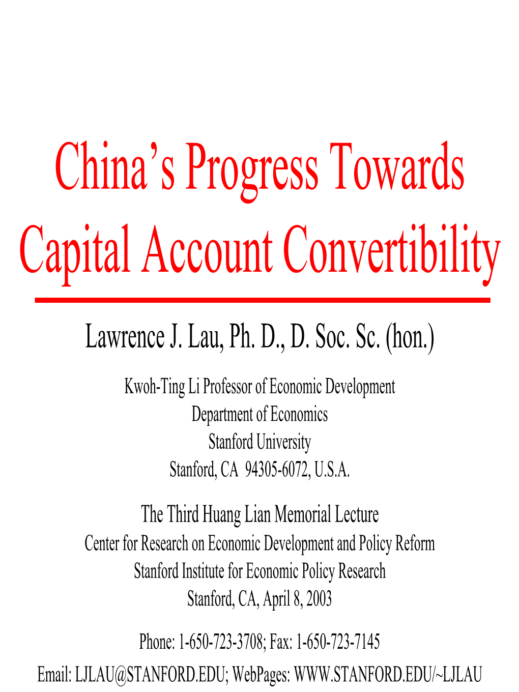 China's Progress Towards Capital Account Convertibility