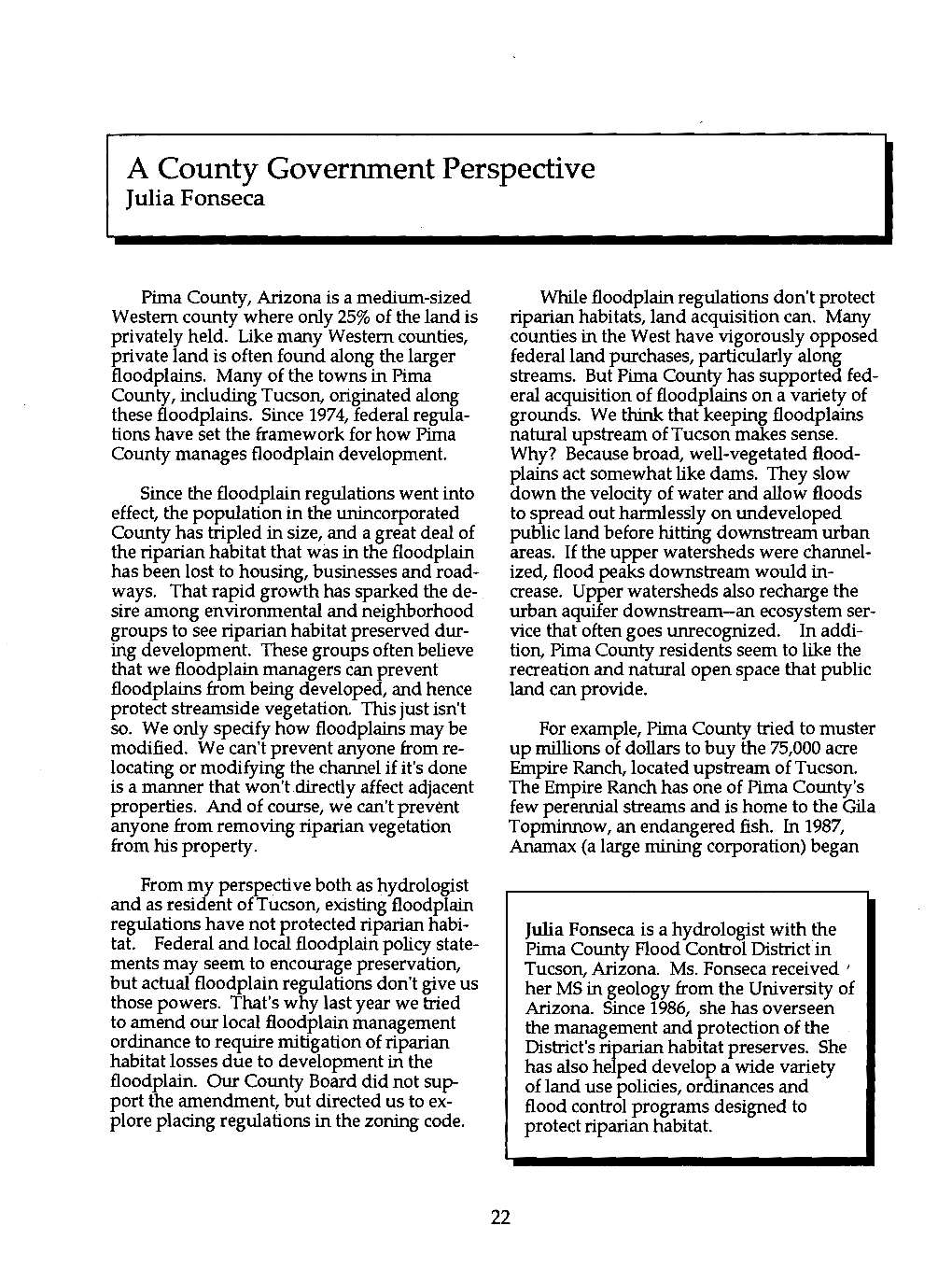 A County Government Perspective Julia Fonseca