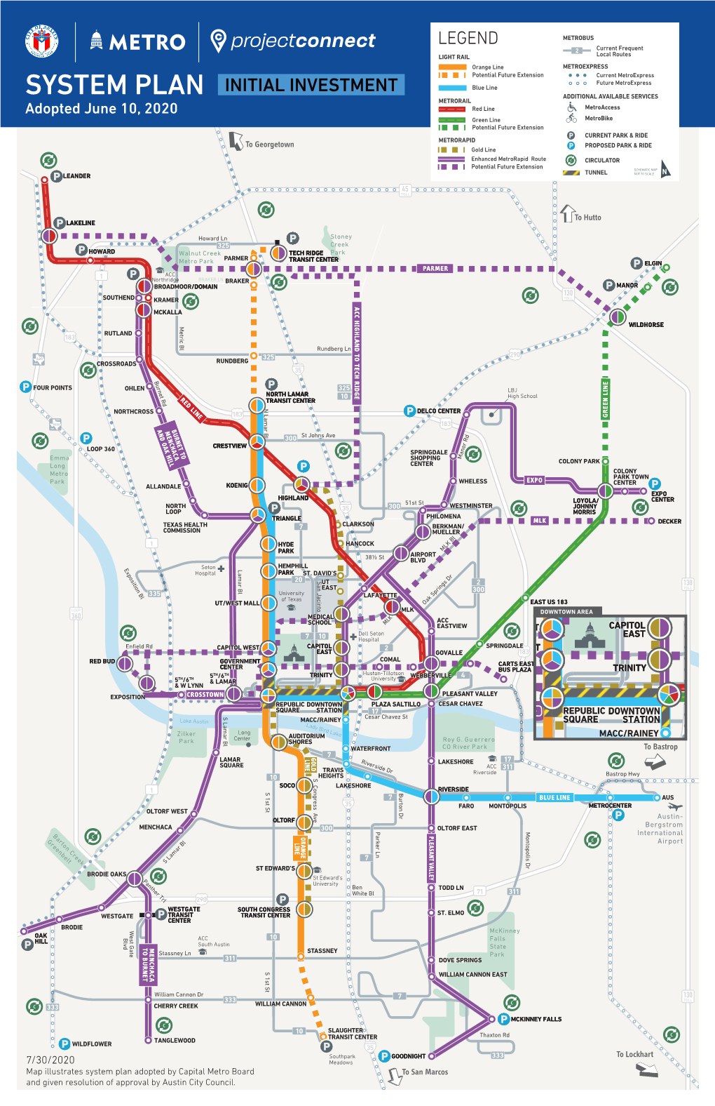 SYSTEM PLAN ADDITIONAL AVAILABLE SERVICES MANOR BROADMOOR/DOMAINMETRORAIL Red Line Metroaccess 130 Adopted June 10, 2020 SOUTHEND TOLL