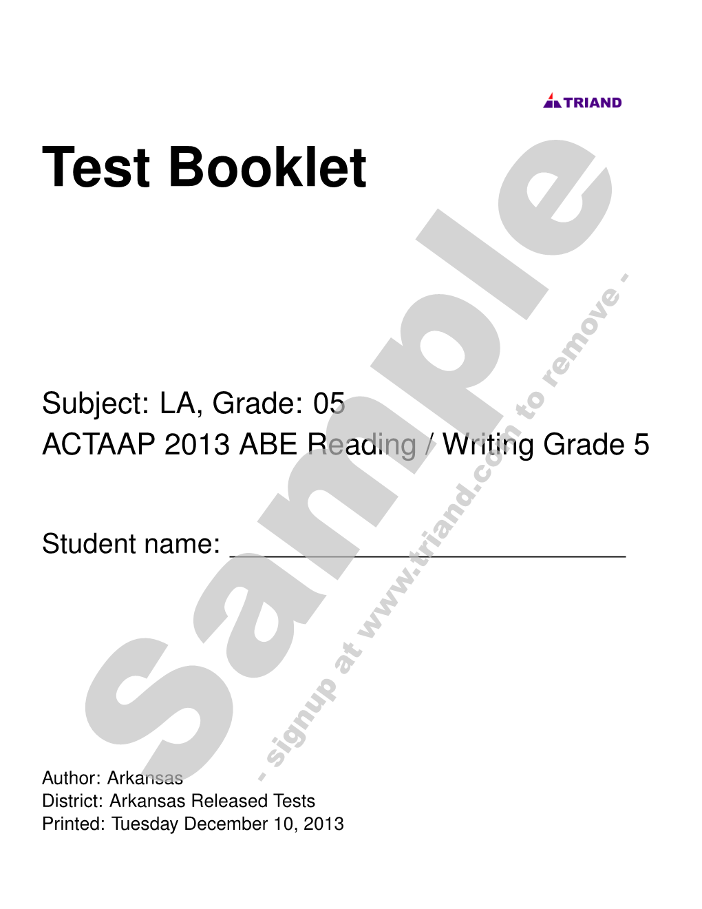 Test Booklet