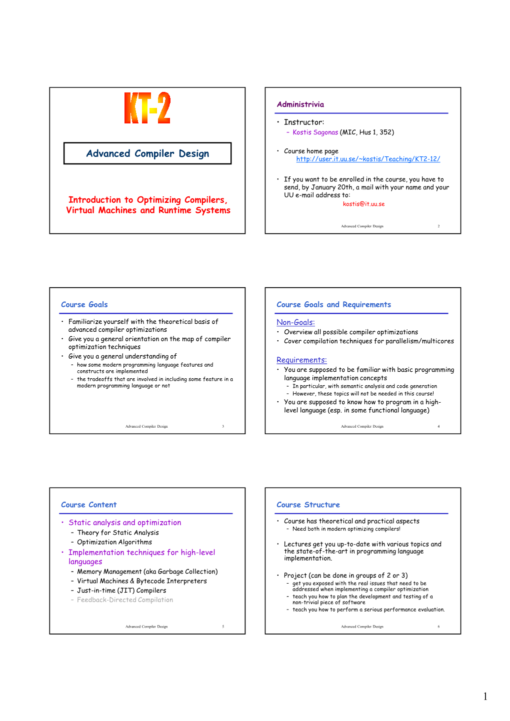 Advanced Compiler Design • Course Home Page