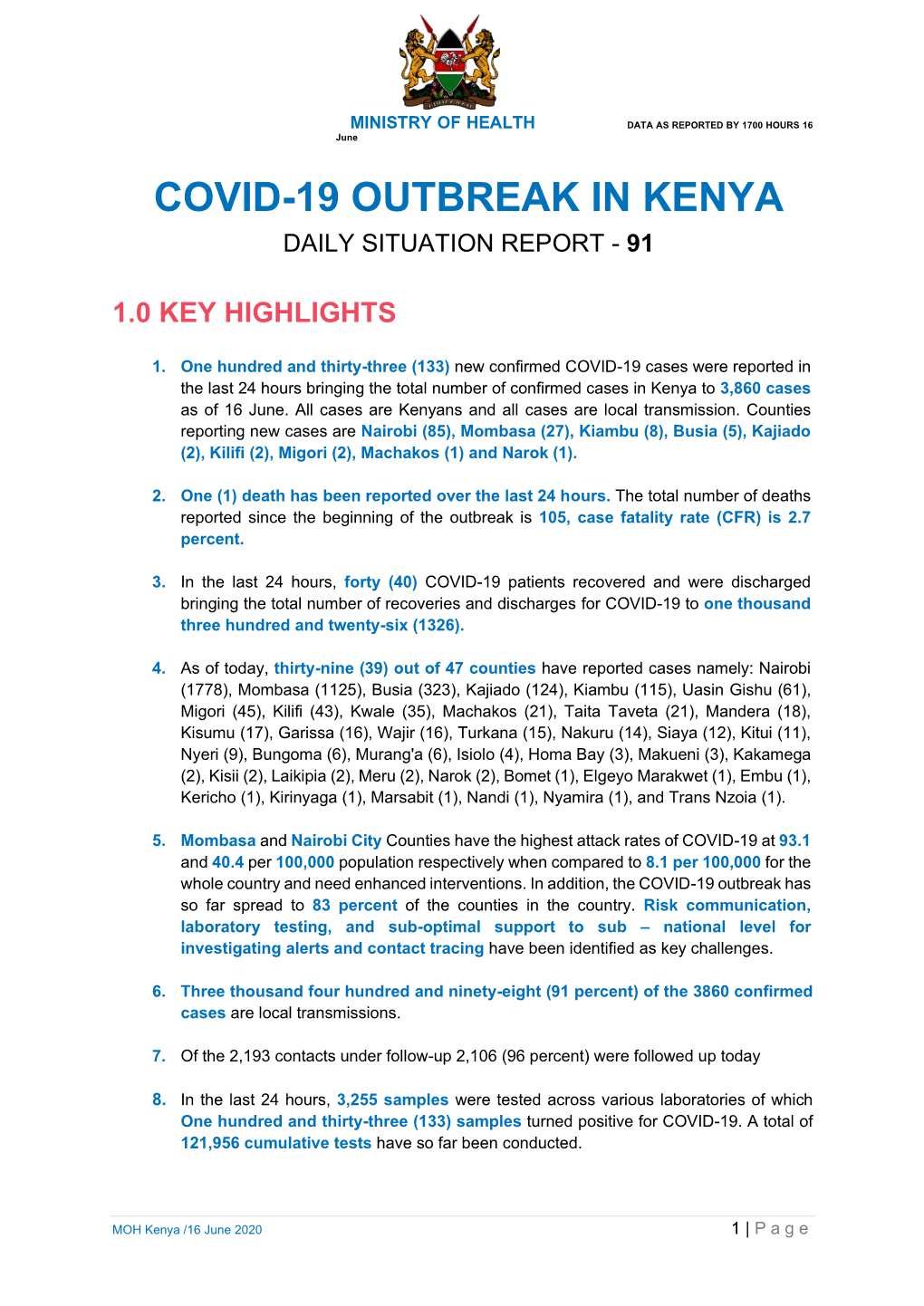 Covid-19 Outbreak in Kenya