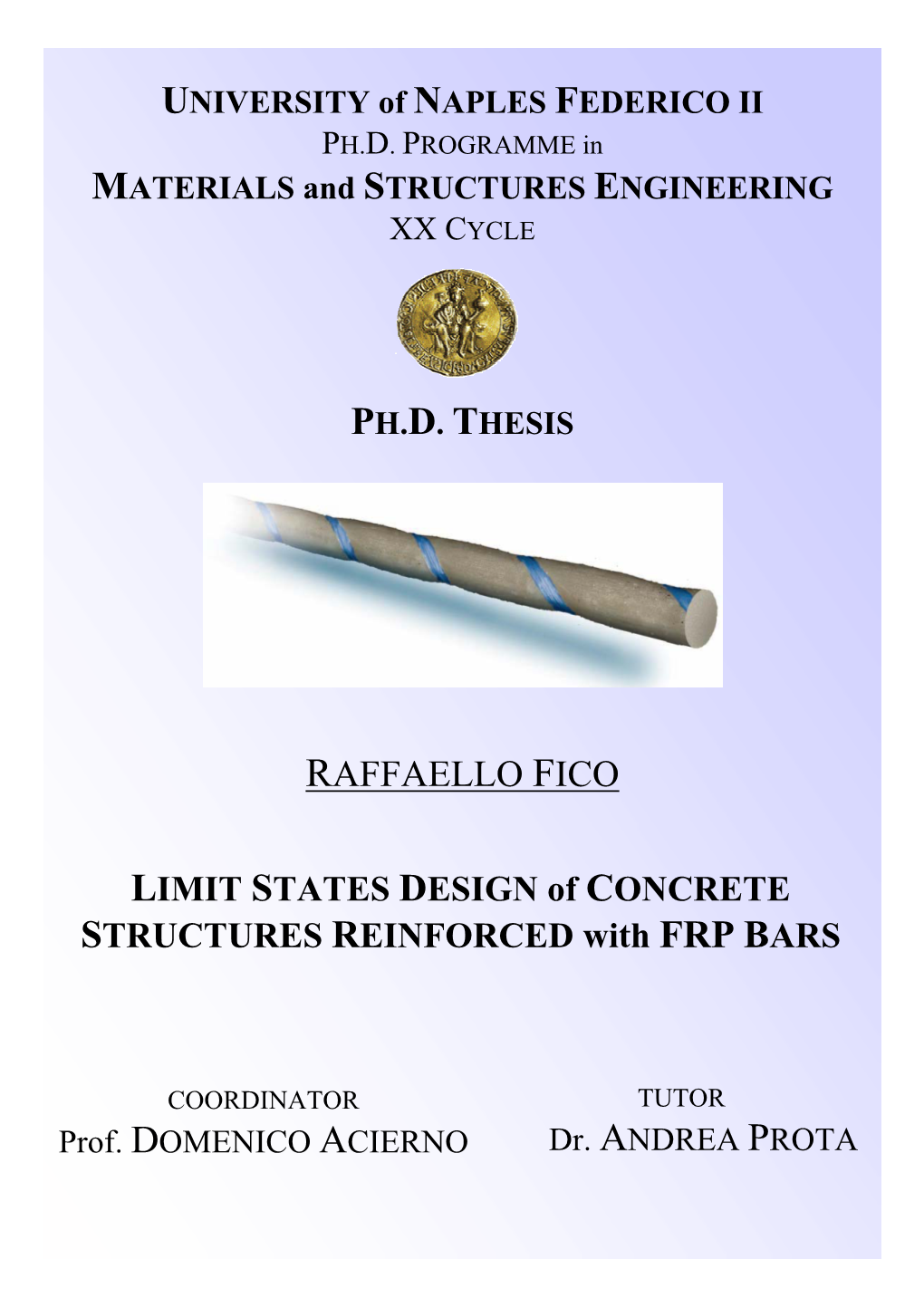 LIMIT STATES DESIGN of CONCRETE STRUCTURES REINFORCED with FRP BARS