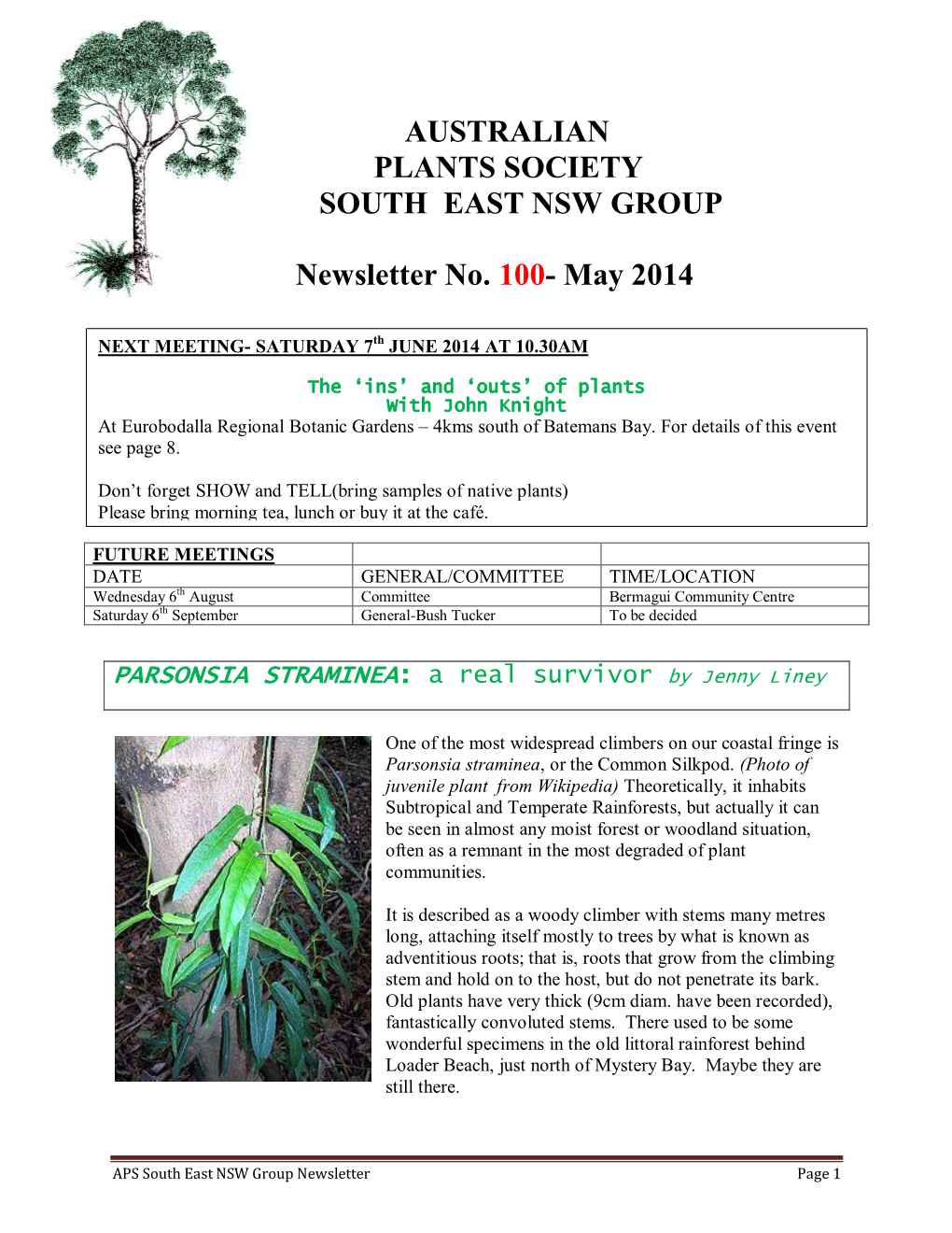 Australian Plants Society South East Nsw Group
