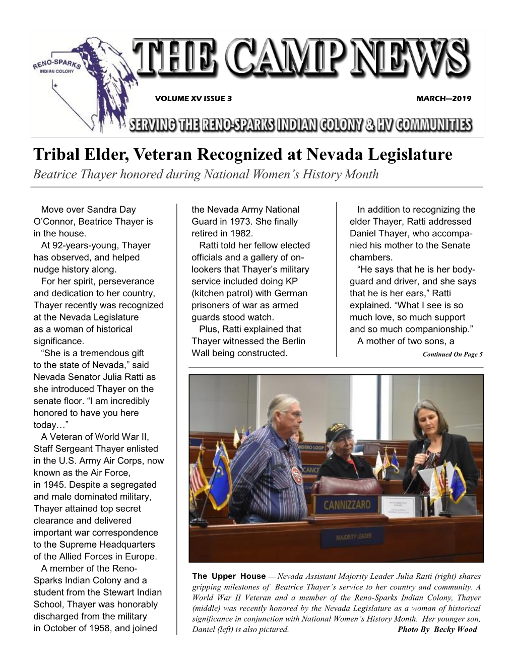 Tribal Elder, Veteran Recognized at Nevada Legislature