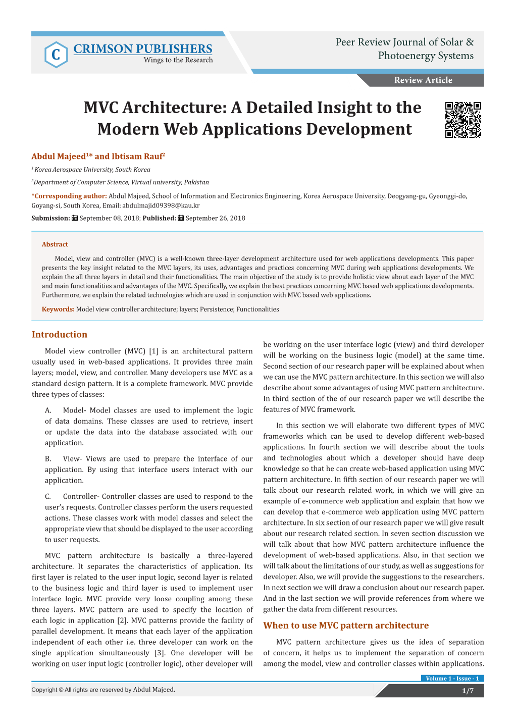 MVC Architecture: a Detailed Insight to the Modern Web Applications Development