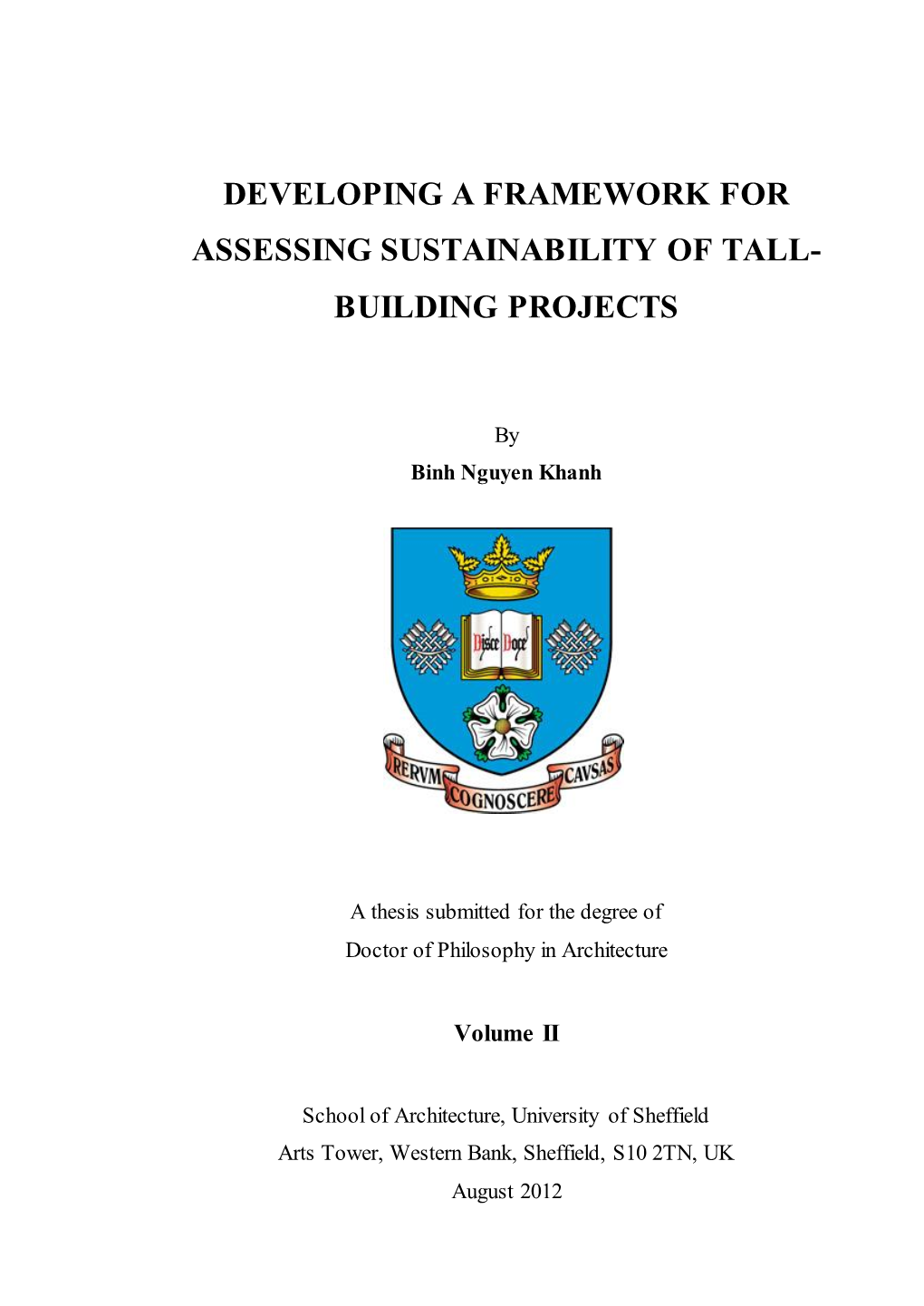 Developing a Framework for Assessing Sustainability of Tall