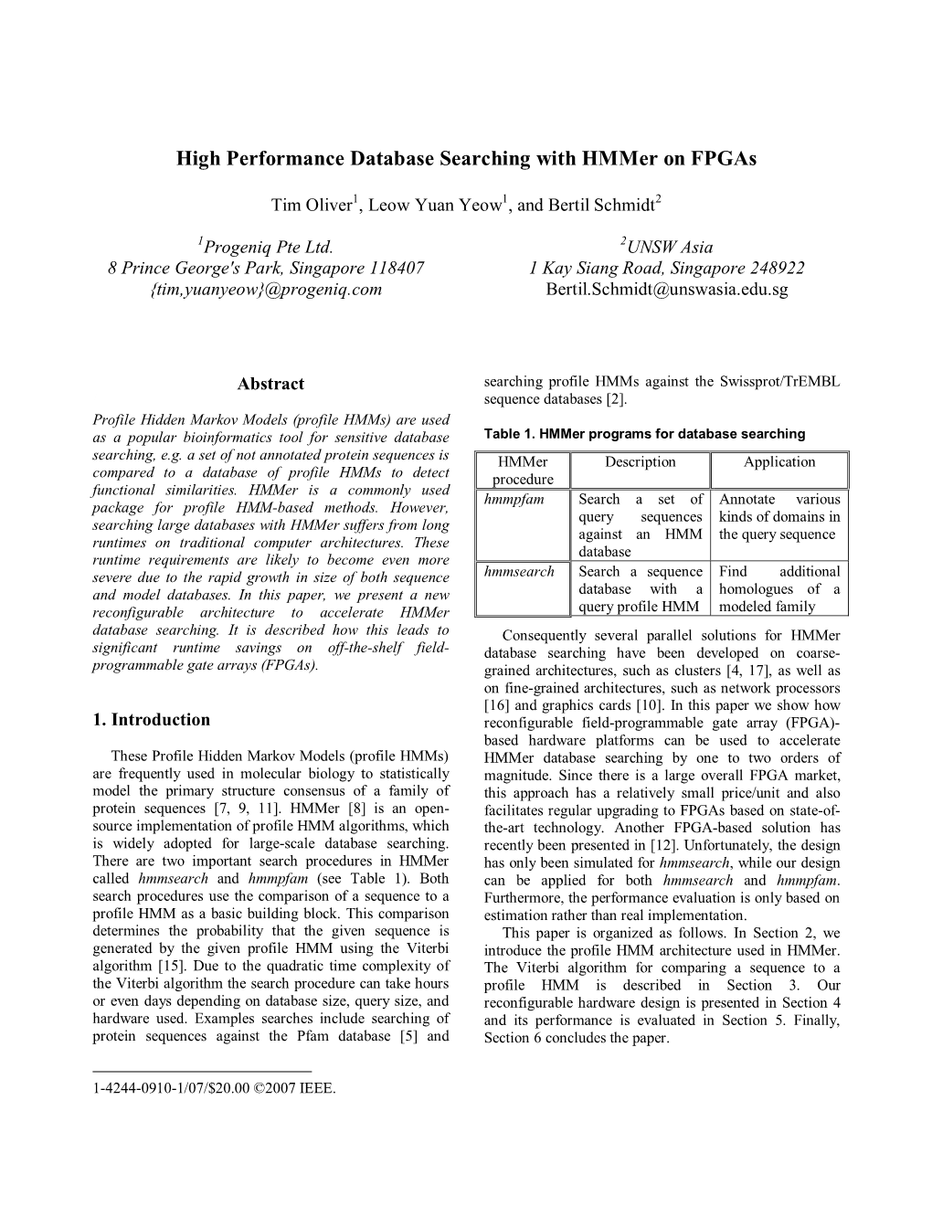 High Performance Database Searching with Hmmer on Fpgas