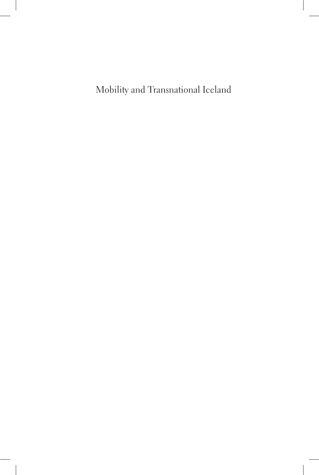 Mobility and Transnational Iceland