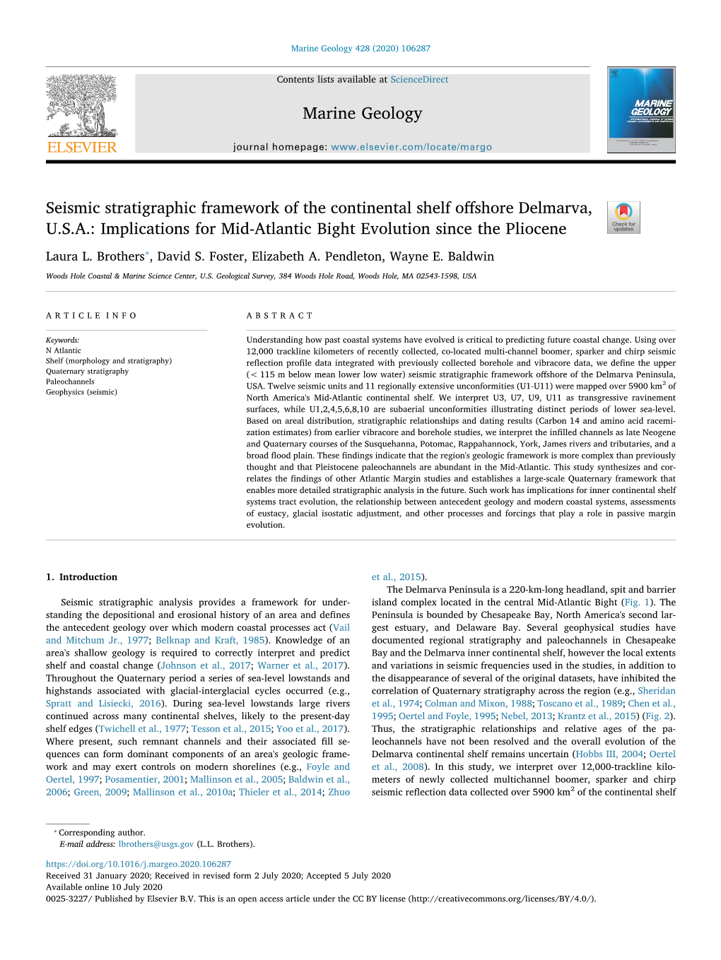 Seismic Stratigraphic Framework of the Continental Shelf Offshore Delmarva