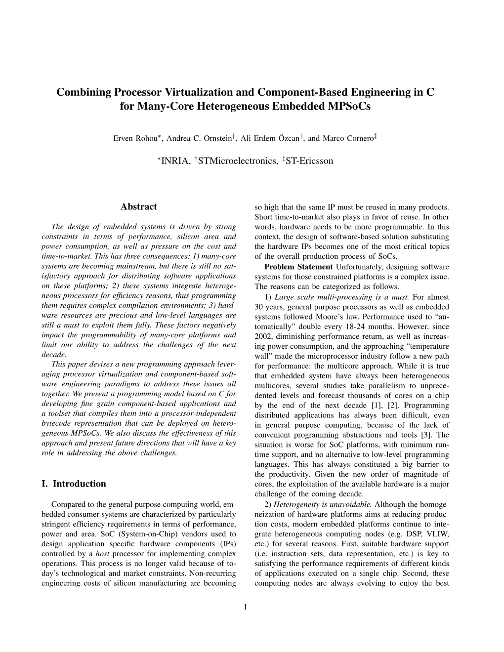 Combining Processor Virtualization and Component-Based Engineering in C for Many-Core Heterogeneous Embedded Mpsocs