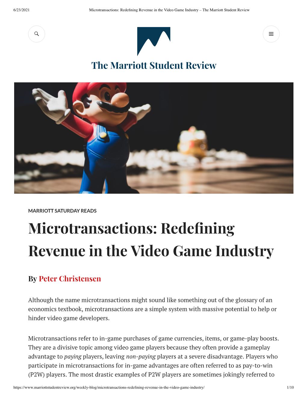 Microtransactions: Redefning Revenue in the Video Game Industry – the Marriott Student Review