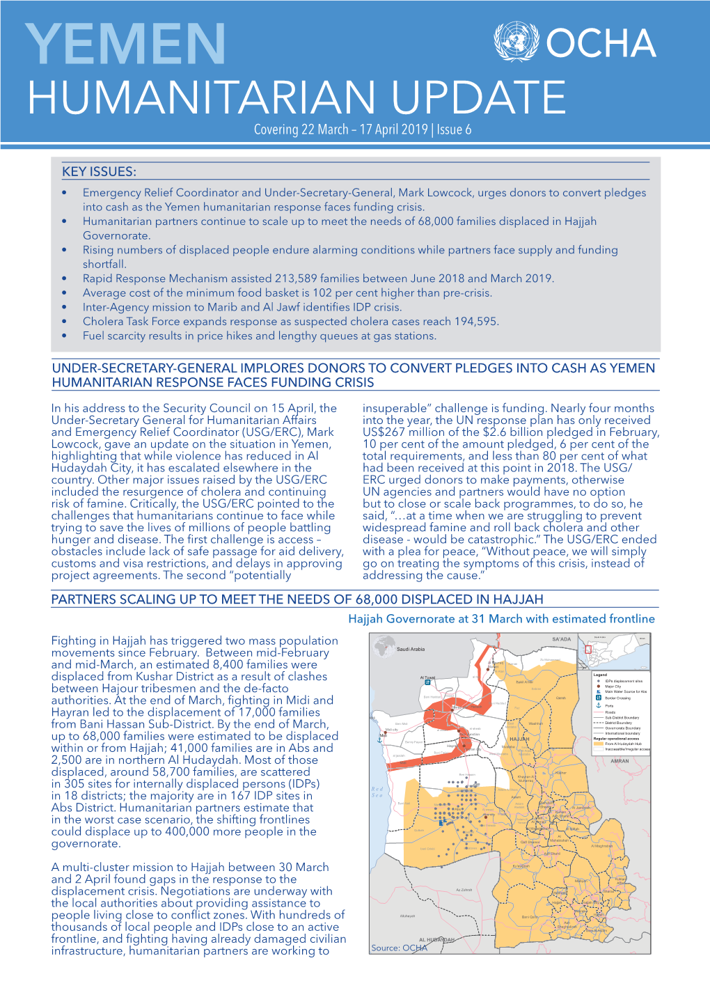 HUMANITARIAN UPDATE Covering 22 March – 17 April 2019 | Issue 6