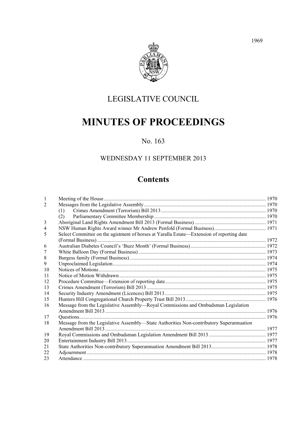 Minutes of Proceedings