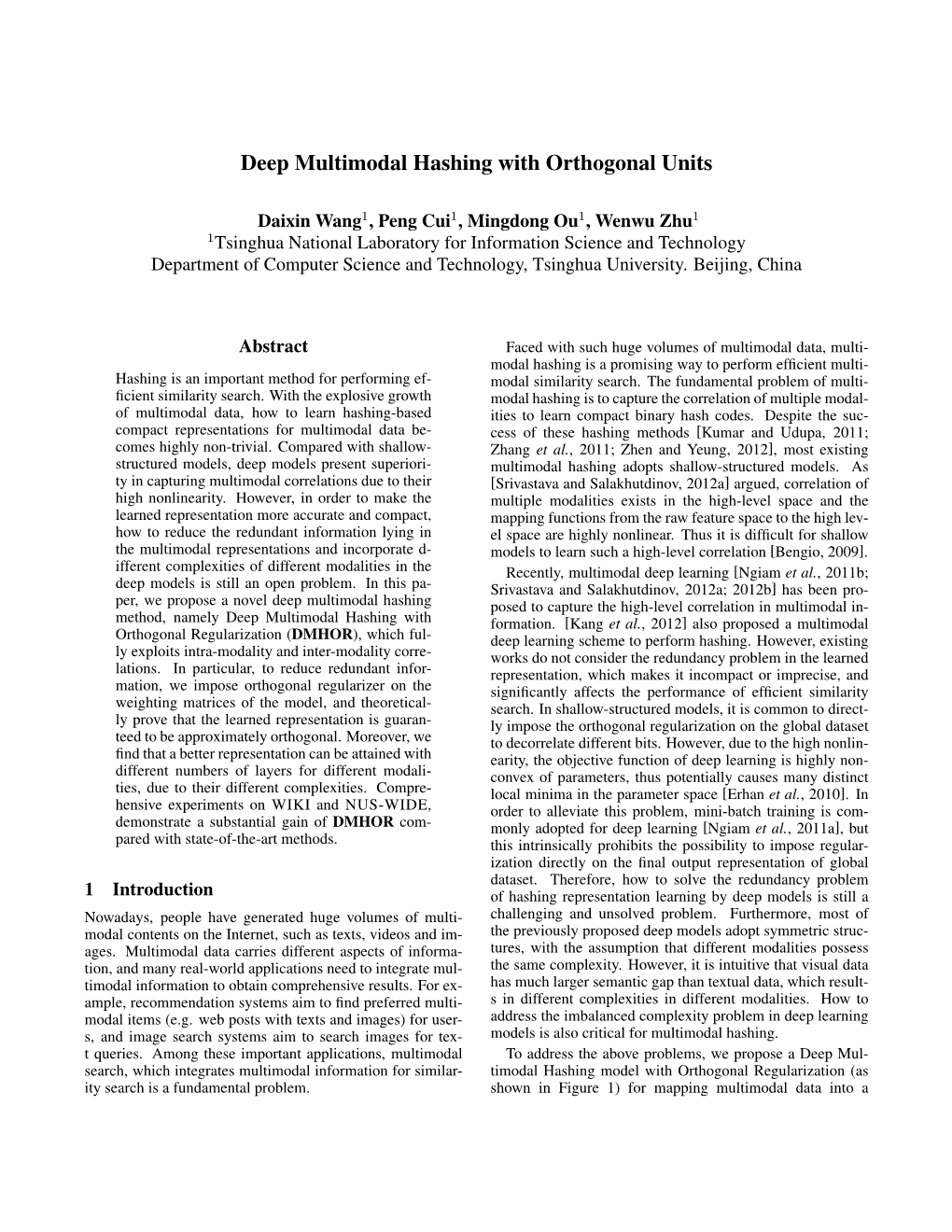 Deep Multimodal Hashing with Orthogonal Units