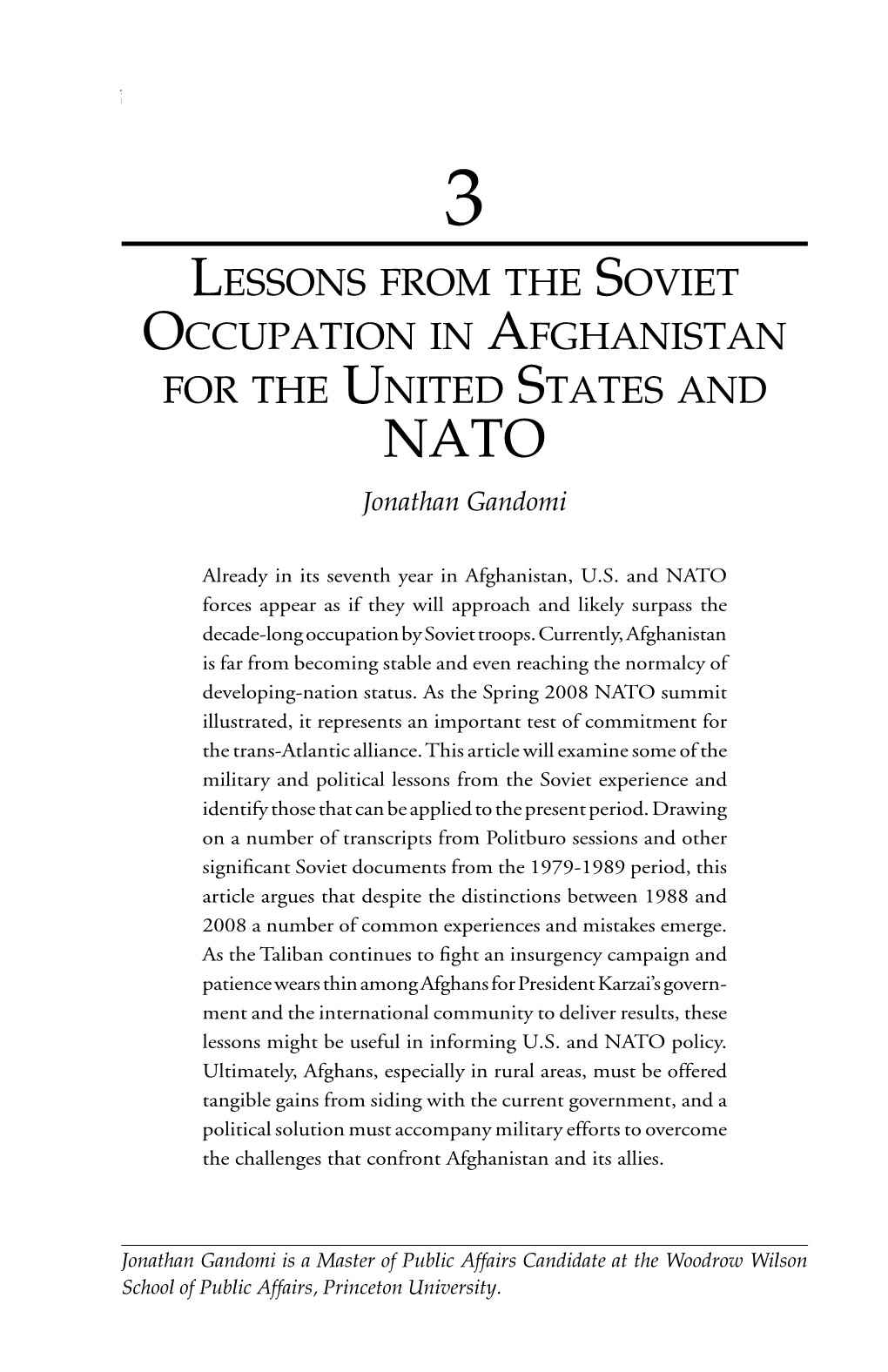 Lessons from the Soviet Occupation in Afghanistan for the United States and NATO