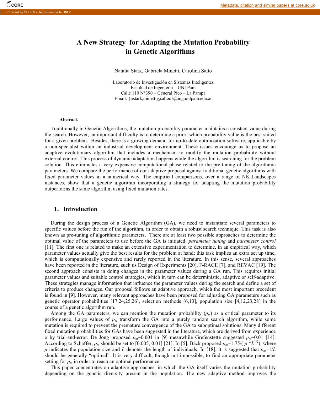 A New Strategy for Adapting the Mutation Probability in Genetic Algorithms