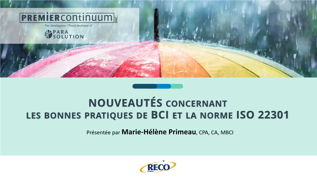 Les Bonnes Pratiques De Bci Et La Norme Iso 22301