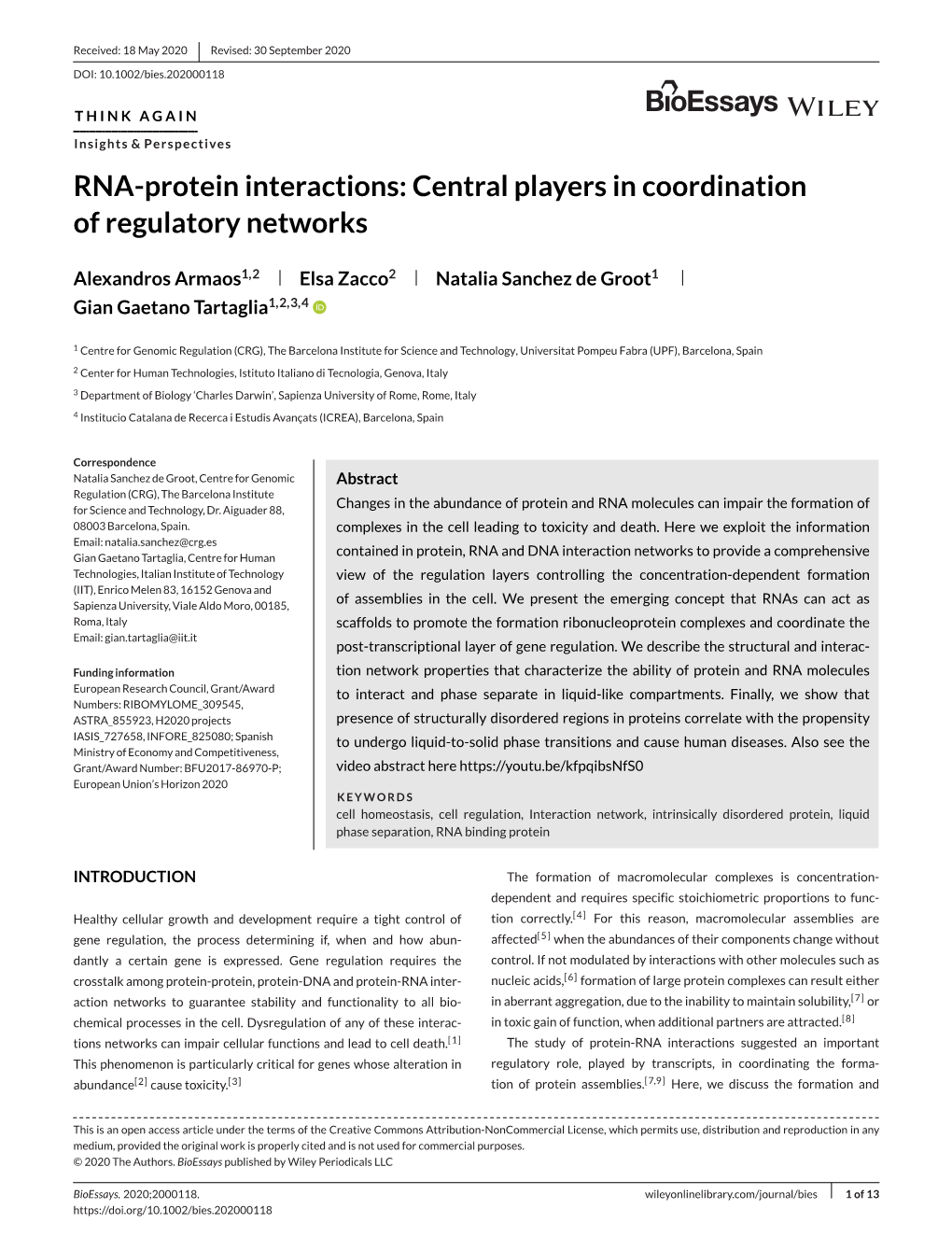 RNA‐Protein Interactions