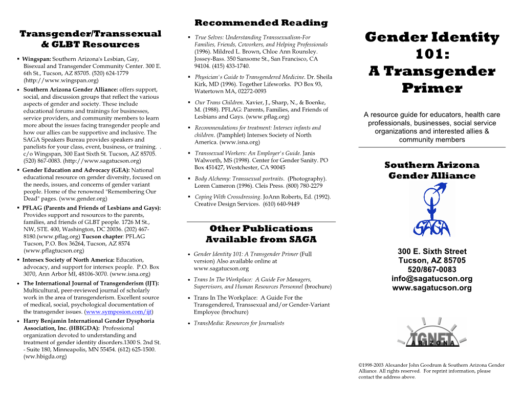 Gender Identity 101: a Transgender Primer (Full 300 E