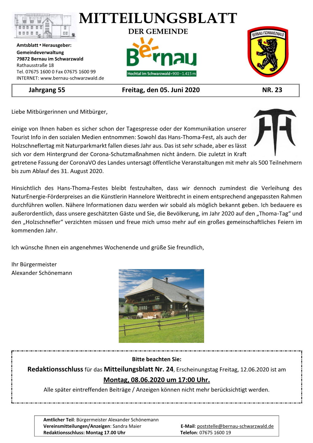 Mitteilungsblatt Der Gemeinde